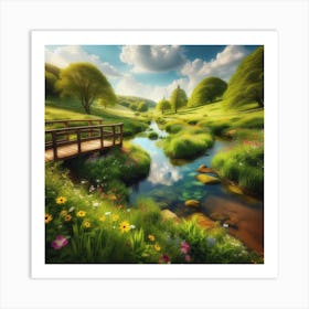 Bridge Over A Stream 1 Art Print