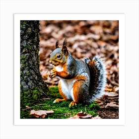 Squirrel In The Forest 18 Art Print