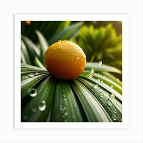 Orange On A Leaf Art Print