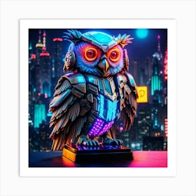 Cyberpunk, Wise old Neon Owl 4 Art Print