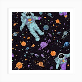 Astronaut Illustration Kids Room 3 Art Print