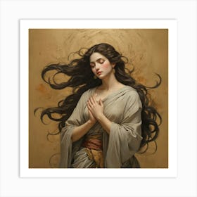 Woman Praying art print paintings Art Print