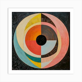 Vibrant Geometric Circle Art - Retro Modern Abstract Painting Art Print