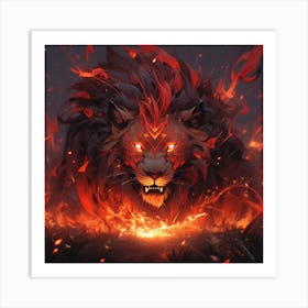 Fire Lion Art Print