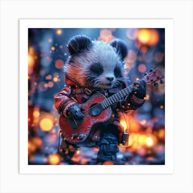 Panda Playing Guitar Art Print