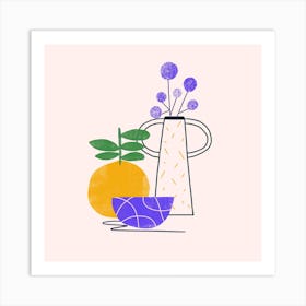 Orange And Jug Square Art Print