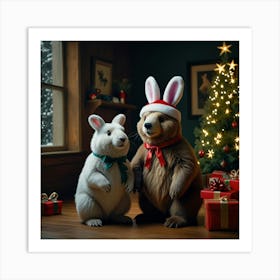 Santa Bunny Art Print