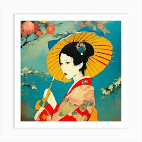 Japanese woman with an umbrella Art Print