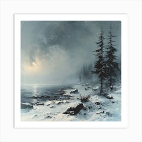 'Snowy Lake' Art Print