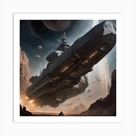 Spaceship In Space Art Print