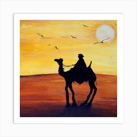 Camel At Sunset Art Print