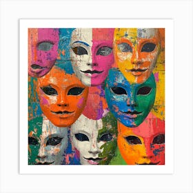 Masks Colorful Art Print