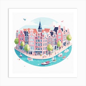 Amsterdam City Low Poly (23) Art Print