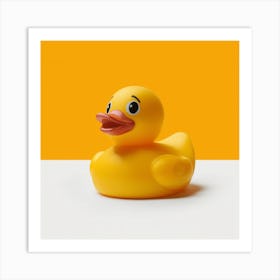 Rubber Duck On Yellow Background Art Print