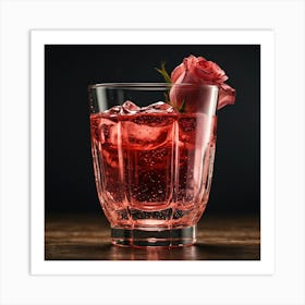 Cocktail With A Rose Art Print