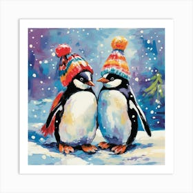 Penguins In Winter Art Print