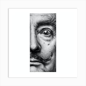 Salvador Dali Pencil Portrait Black and White Art Print