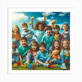 Group Of Children Playing With Toys Art Print