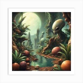 Aliens In The Jungle 1 Art Print