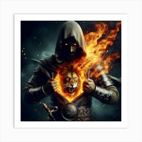 knight with lion heart Art Print