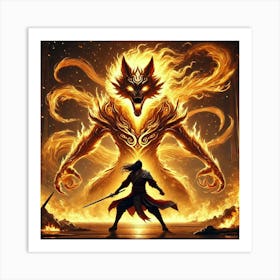 Ronan Ashheart Yang Fire Wolf Bond Converted Art Print