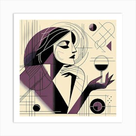 Woman With A Glass Of Wine Art Print