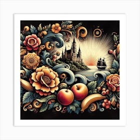 A magical sunset on a sailing ship in the ocean 17 Art Print