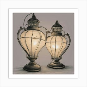 Two Lanterns Art Print