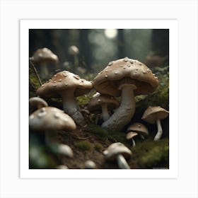 Mushrooms In The Forest 22 Art Print