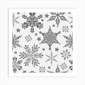 Black And White Snowflakes Art Print