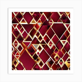 Red and gold diamond design background Art Print