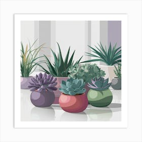 Succulents In Pots 5 Art Print