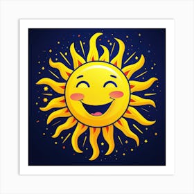 Lovely smiling sun on a blue gradient background 67 Art Print