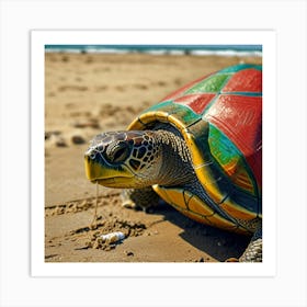 Turtle On The Beach 17 Art Print