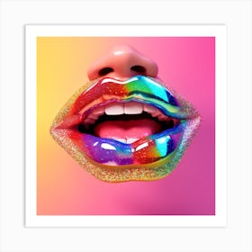 Rainbow Lips Art Print