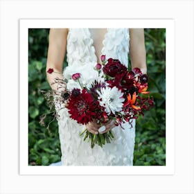 Burgundy Wedding Bouquet 1 Art Print