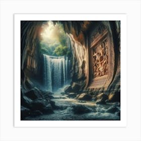 Waterfall In The Cave 1 Art Print