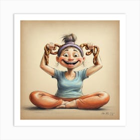 Funny Girl Holding Pretzels Art Print