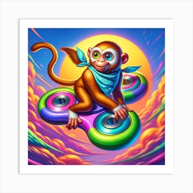 Monkey On A Fidget Spinner 2 Art Print