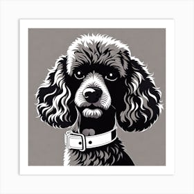 Poodle, Black and white illustration, Dog drawing, Dog art, Animal illustration, Pet portrait, Realistic dog art, puppy Art Print