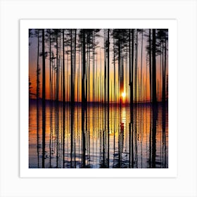 Sunset In The Forest 25 Art Print