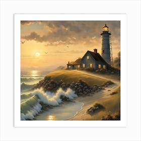 Lighthouse At Sunset 10 Art Print