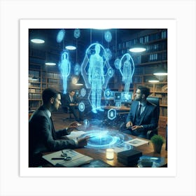 Group Of People In A Library Art Print