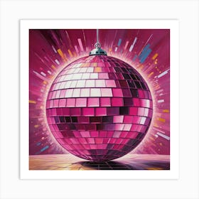 Default Disco Ball Pink Oil Paint Art 0 Art Print