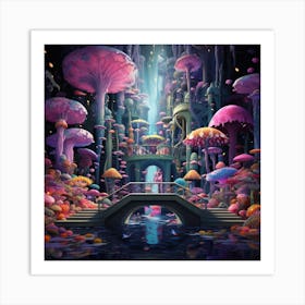 Mushrooms In The Forest Art Print