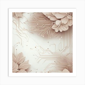 Nature Meets Technology A Tech Inspired Design Where Circuitry Patterns Are Drawn With Soft Nude Li (6) Art Print