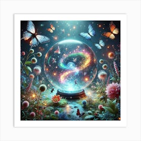 Snow Globe With Butterflies Art Print