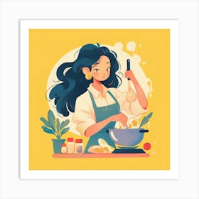 Girl Cooking 1 Art Print