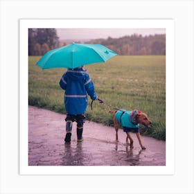 A Photo Of A Kid Walking His Dog In The Rx Bda3isd Axvqm2qlrbq Uwslkiohtnwppunu3f45wg Art Print