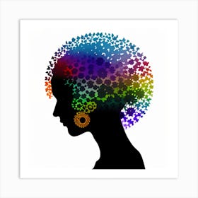 Silhouette Of A POC Woman With Colorful Hair Art Print